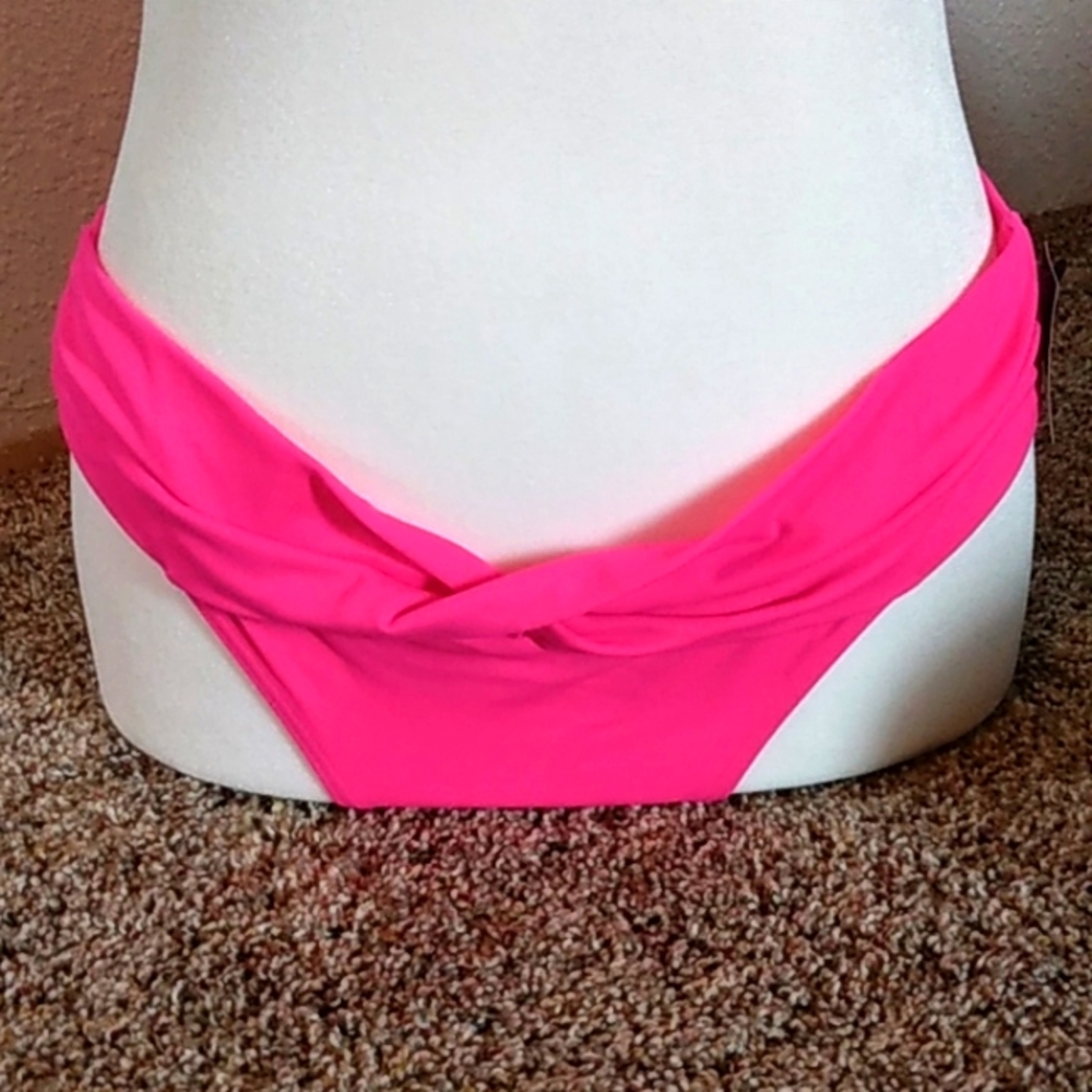 Victoria's secret swimwear neon pink twist front bikini bottoms size small
